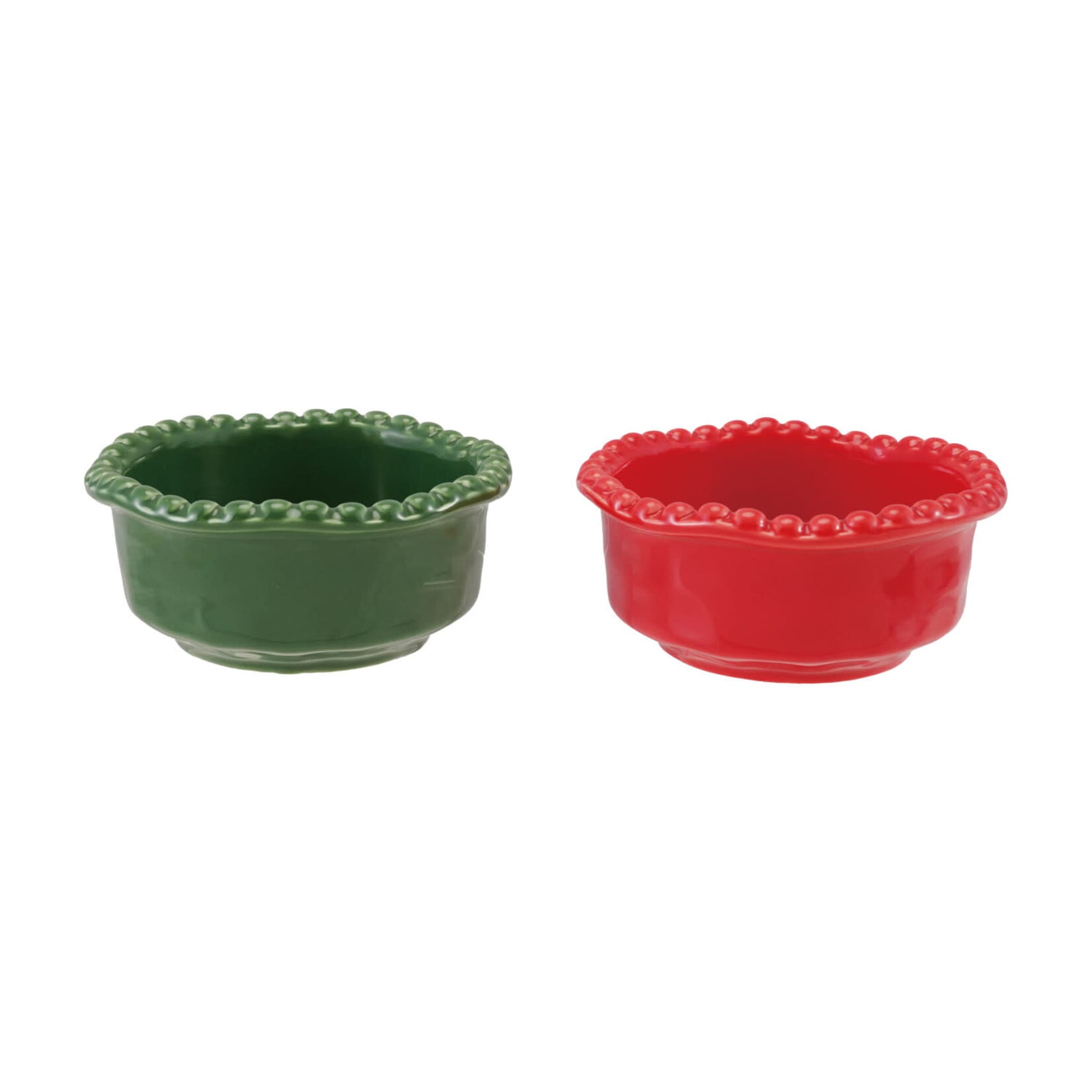 Organic Shaped Bowl with Hobnail Rim, Green, 4"Rnd