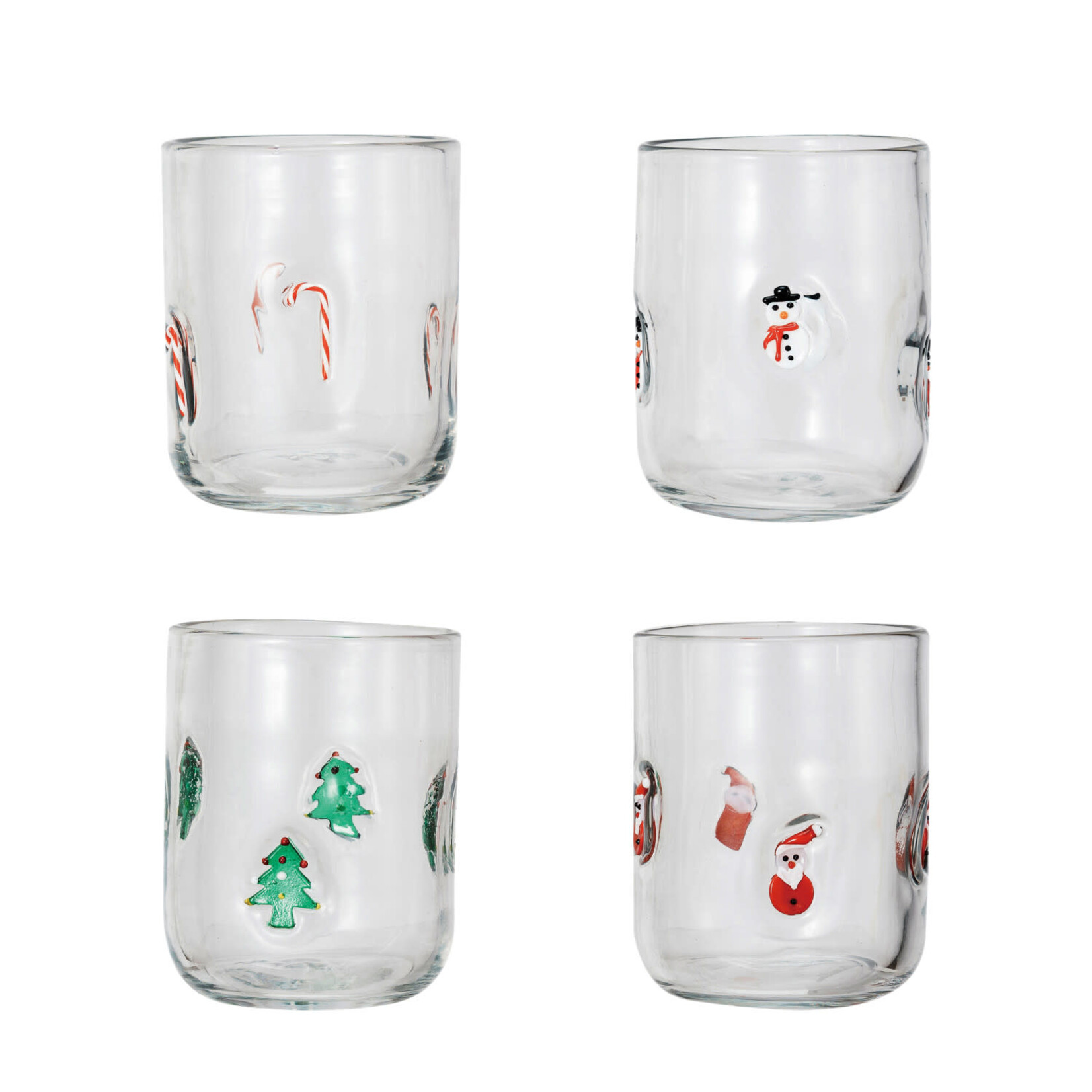 Embedded Holiday Glass, Candy Cane, 16 oz