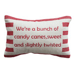"Slightly Twisted" Embroidered Holiday Lumbar Pillow, 14 X 9"