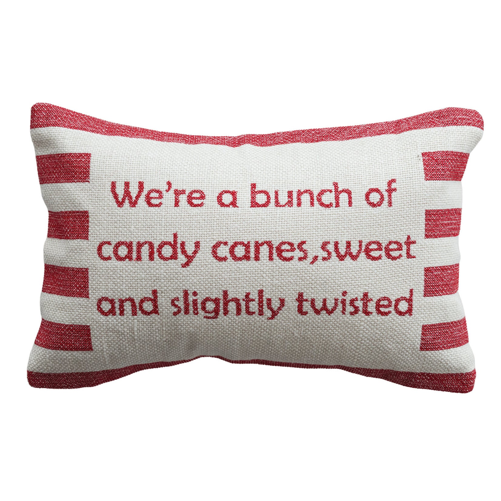 "Slightly Twisted" Embroidered Holiday Lumbar Pillow, 14 X 9"