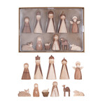 Wood Finish Resin Nativity, Boxed Set of 22, 1.5 - 5"H