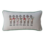 Cotton Lumbar Pillow w/ Santa's Reindeer Embroidery, 24 X 12 in.