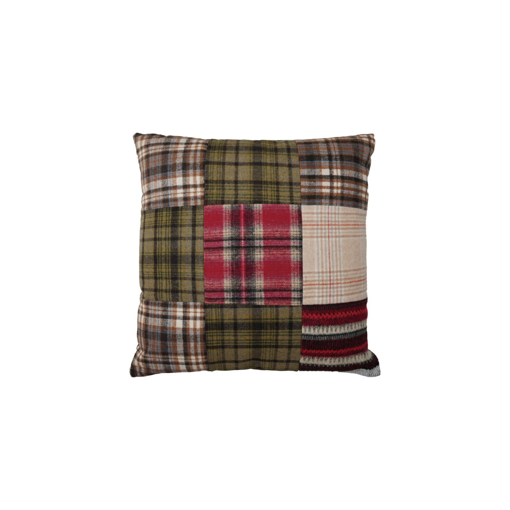 Plaid Patchwork Flannel Pillow, 20"