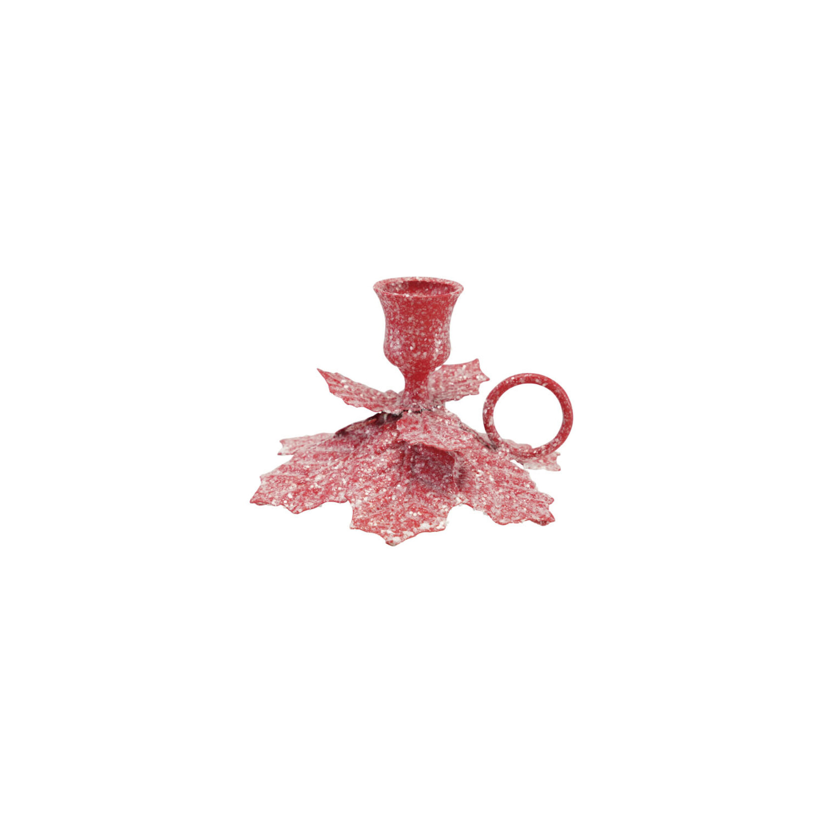 Metal Poinsettia Shaped Taper Holder, 5 X 3"