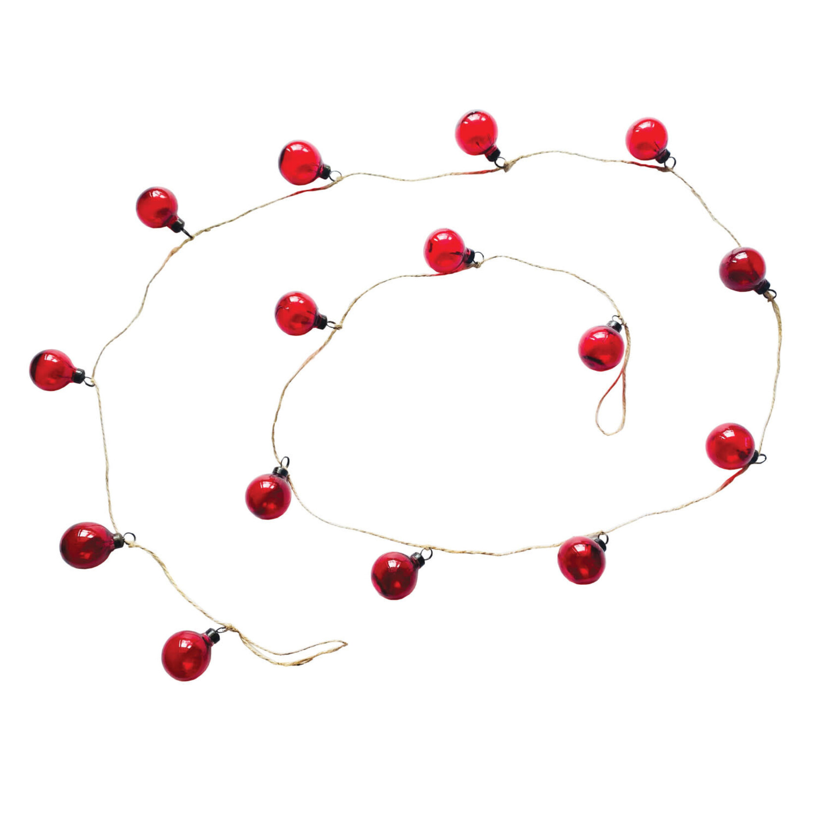 Glass Ball Ornament Garland, Red, 72"