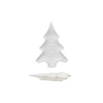 Tree Shaped Ceramic Dish, White, 6"