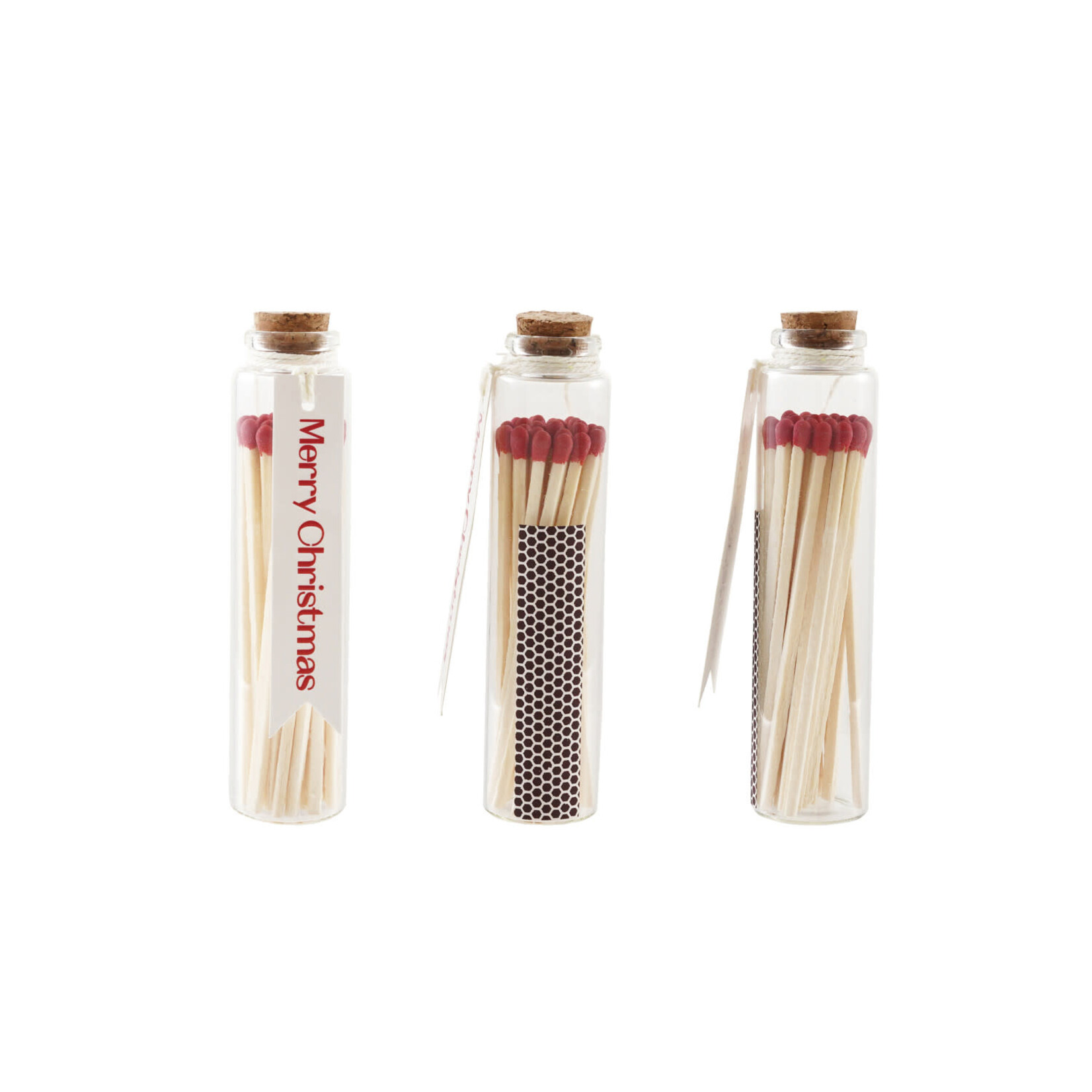 Holiday Glass Bottle Match Holder w/ 25 Matches, 5"