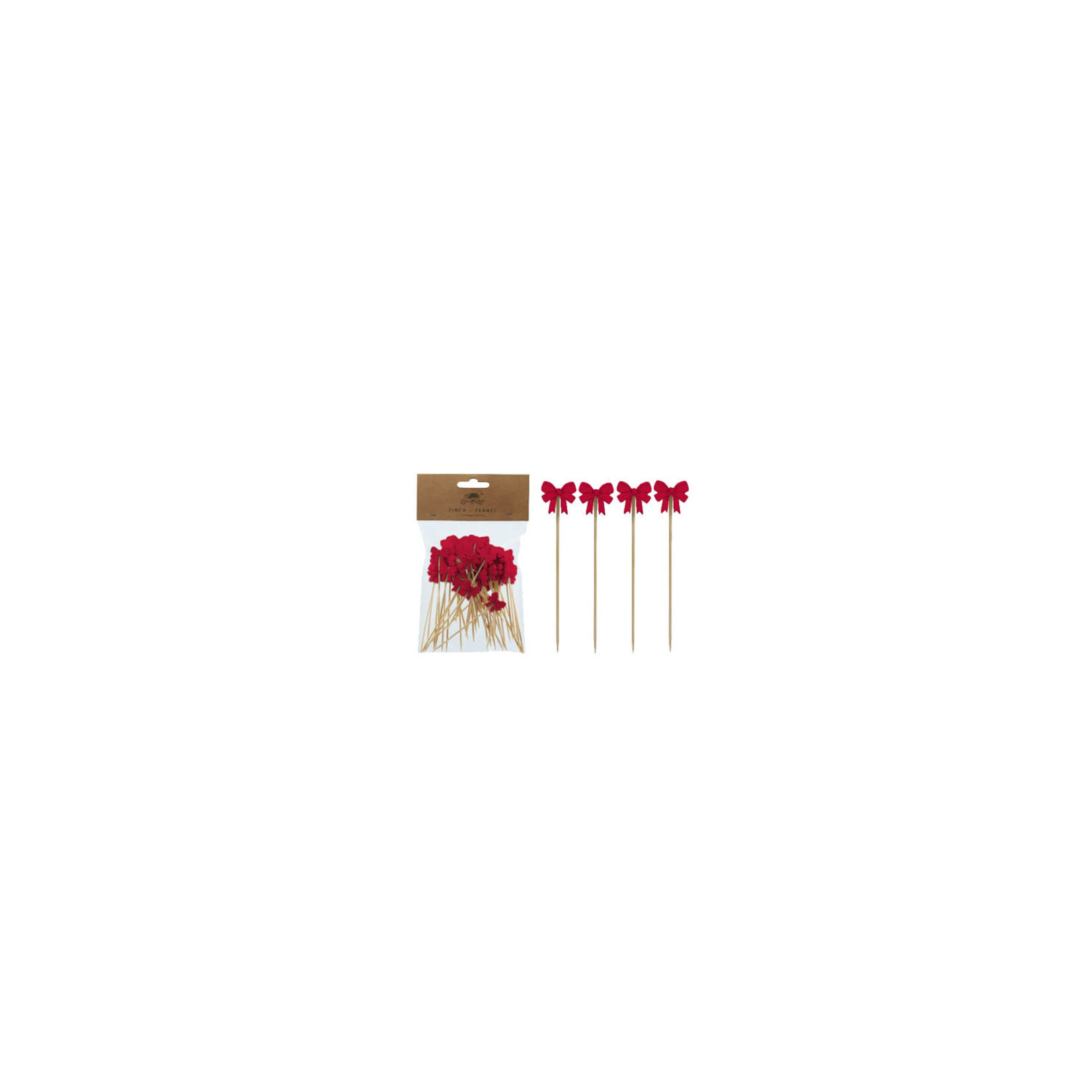 Bamboo Picks w/ Red Bow, Set of 50, 5"
