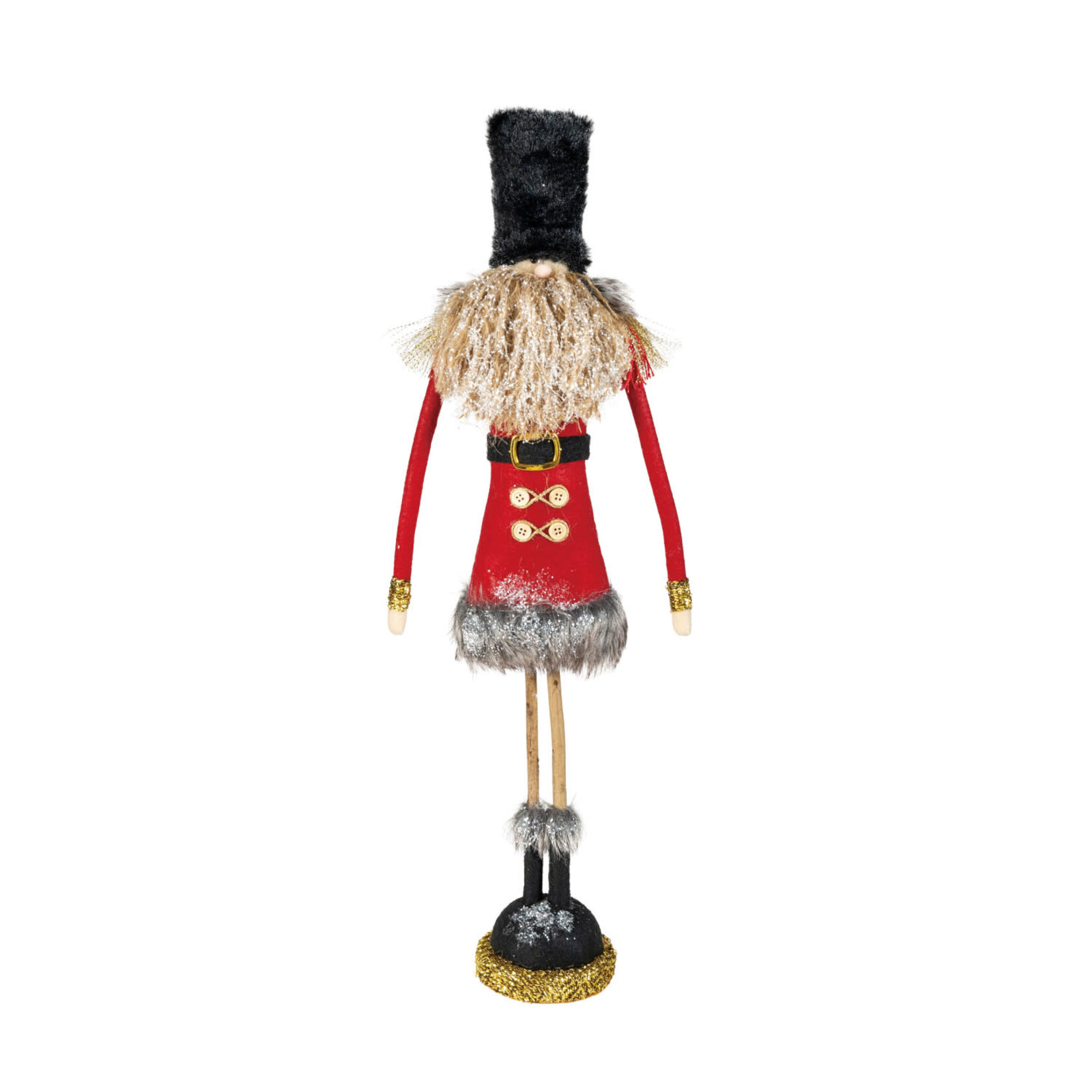 Fabric Soldier w/ Glitter, Faux Fur, & Twig Legs, 22"