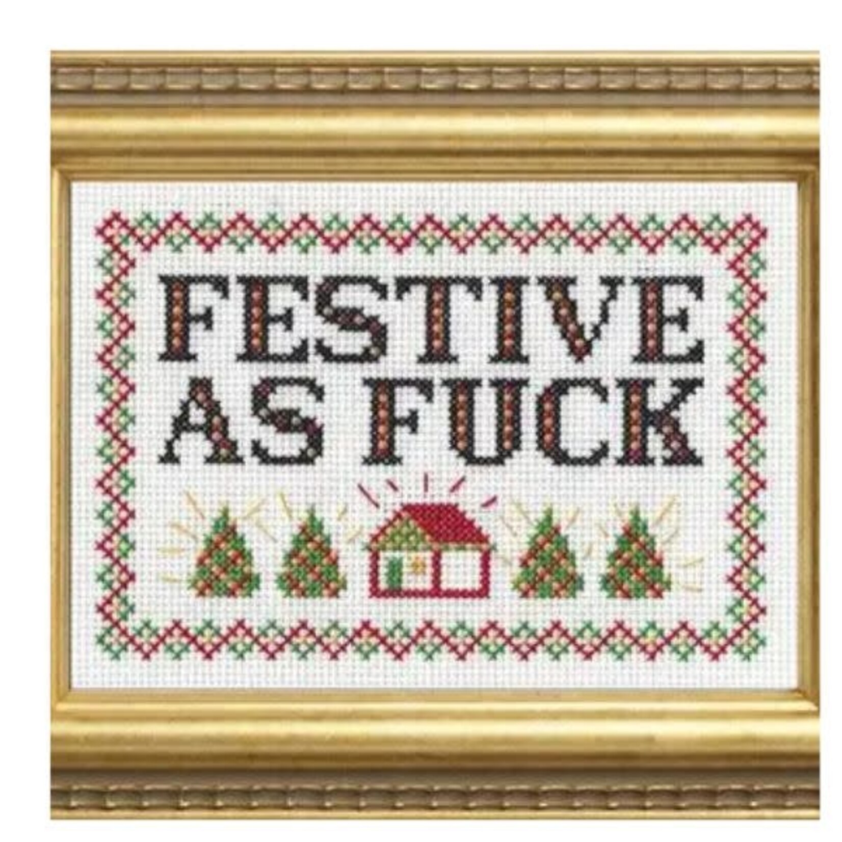 Subversive Cross Stitch Deluxe Cross Stitch Kit, Festive As F*Ck