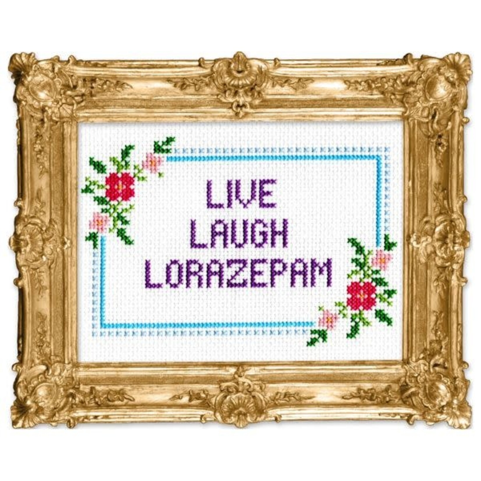 Subversive Cross Stitch Deluxe Cross Stitch Kit, Live Laugh Lorazepam
