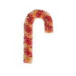 Sisal Bottle Brush Candy Cane w/ Beads, Red & Cream, 10 in.