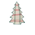 Ceramic Tree Shaped Plates w/ Stripe Pattern, Cream, 10 in.
