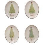 Oval Stoneware Christmas Tree Dish, Assorted, 5 X 4 in.