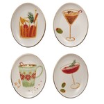 Oval Stoneware Holiday Cocktail Dish, Assorted, 5 X 4 in.