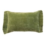 Velvet Lumbar Pillow with Ruffle Trim, Green, 24 X 16 in.