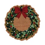 Wreath Shaped Coir Doormat with Bow, 19.5 in.