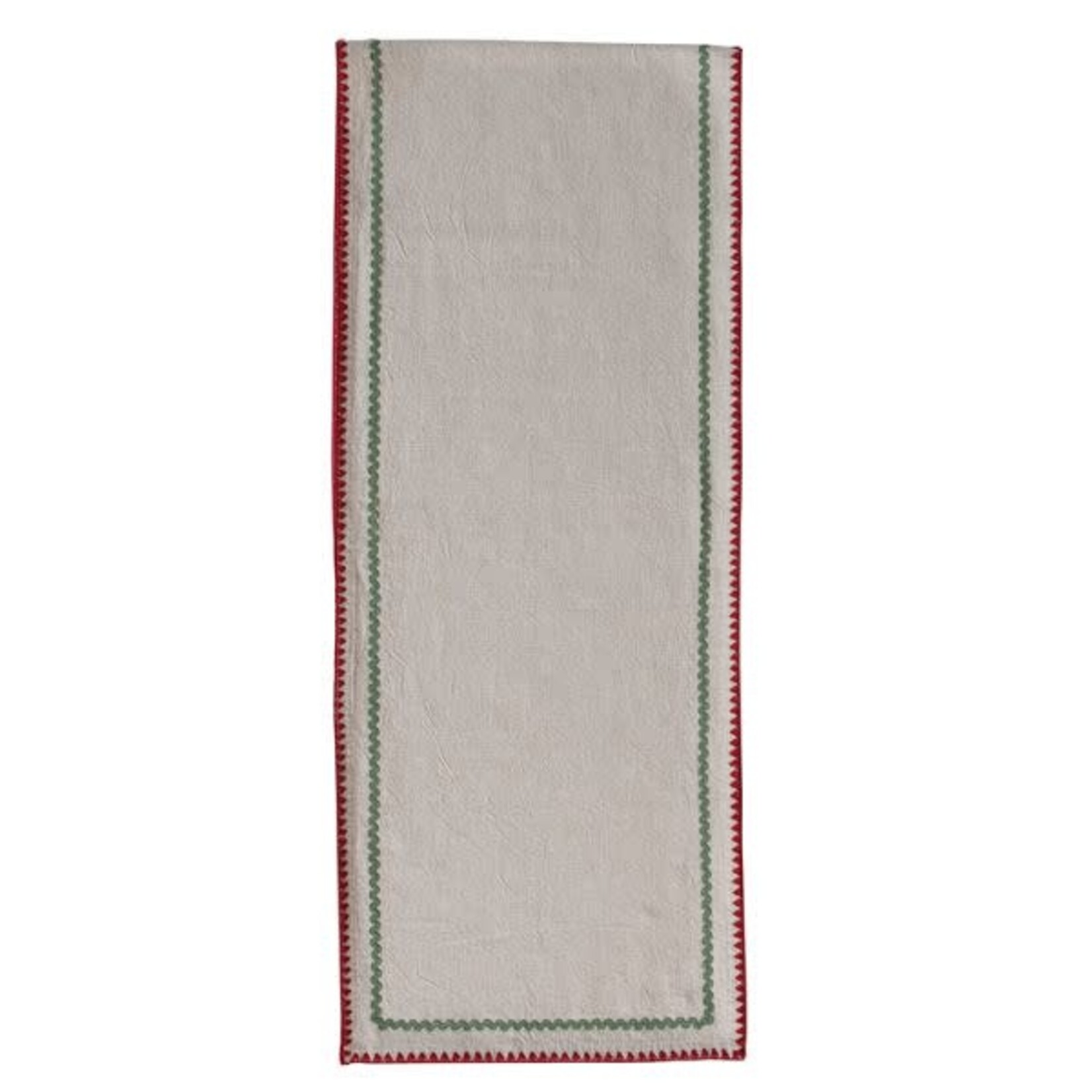 Woven Cotton Table Runner with Stitched Edge & Ric Rac Trim, 72 in.