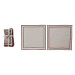 Woven Cotton Napkins with Stitched Edge & Ric Rac Trim, Set of 4