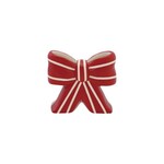Ceramic Striped Bow Shaped Vase, Red & White, 5 X 2 X 4.5 in.