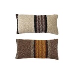 Sherpa Lumbar Pillow with Stripes, Assorted, 19.5 X 10 in.