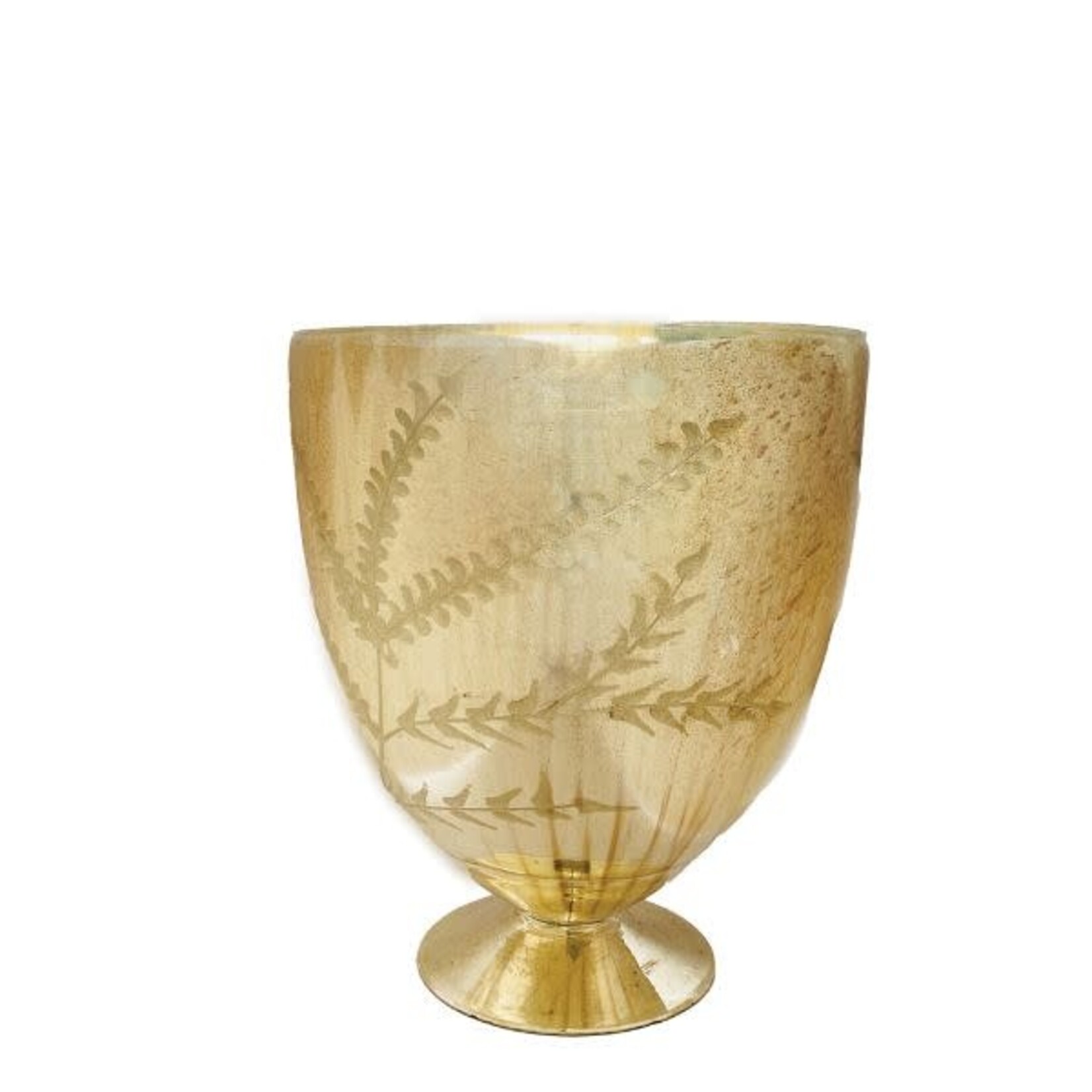 Etched Mercury Glass Footed Vase, Antique Silver, 6.5 X 8 in.