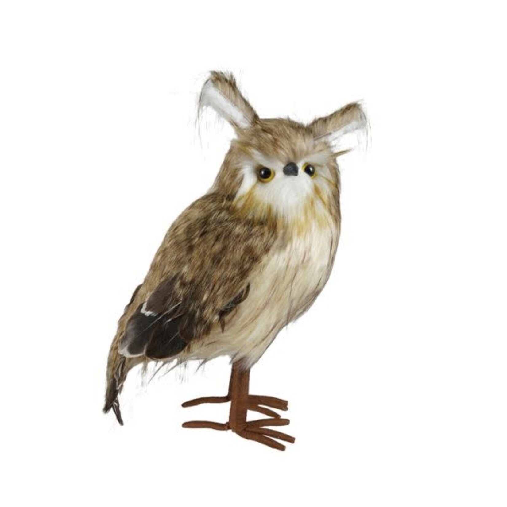 Faux Fur Owl, Brown & White, 10 X 6.75 in.