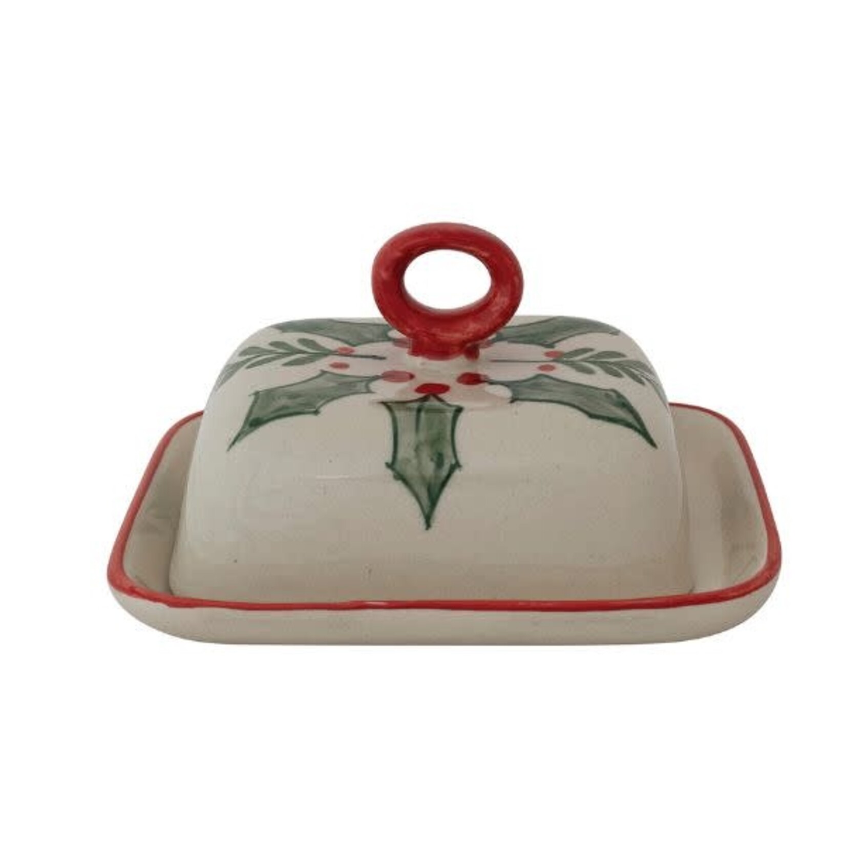 Holly Butter Dish, 7 X 5.75 X 4 in.