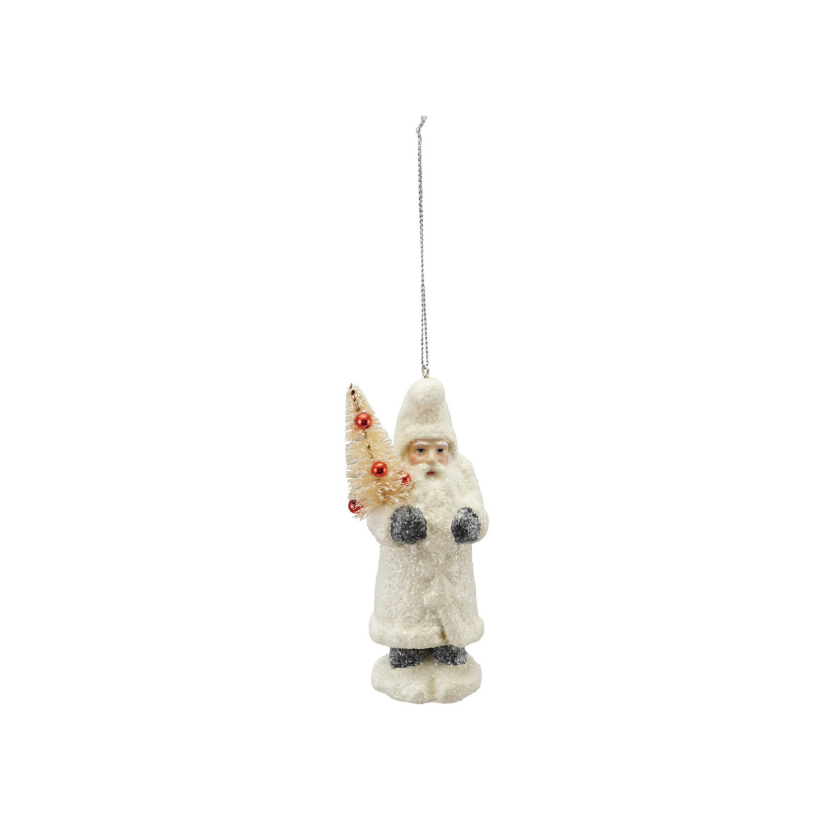 Belsnickel Ornament w/ Sisal Bottle Brush Tree, 5in.