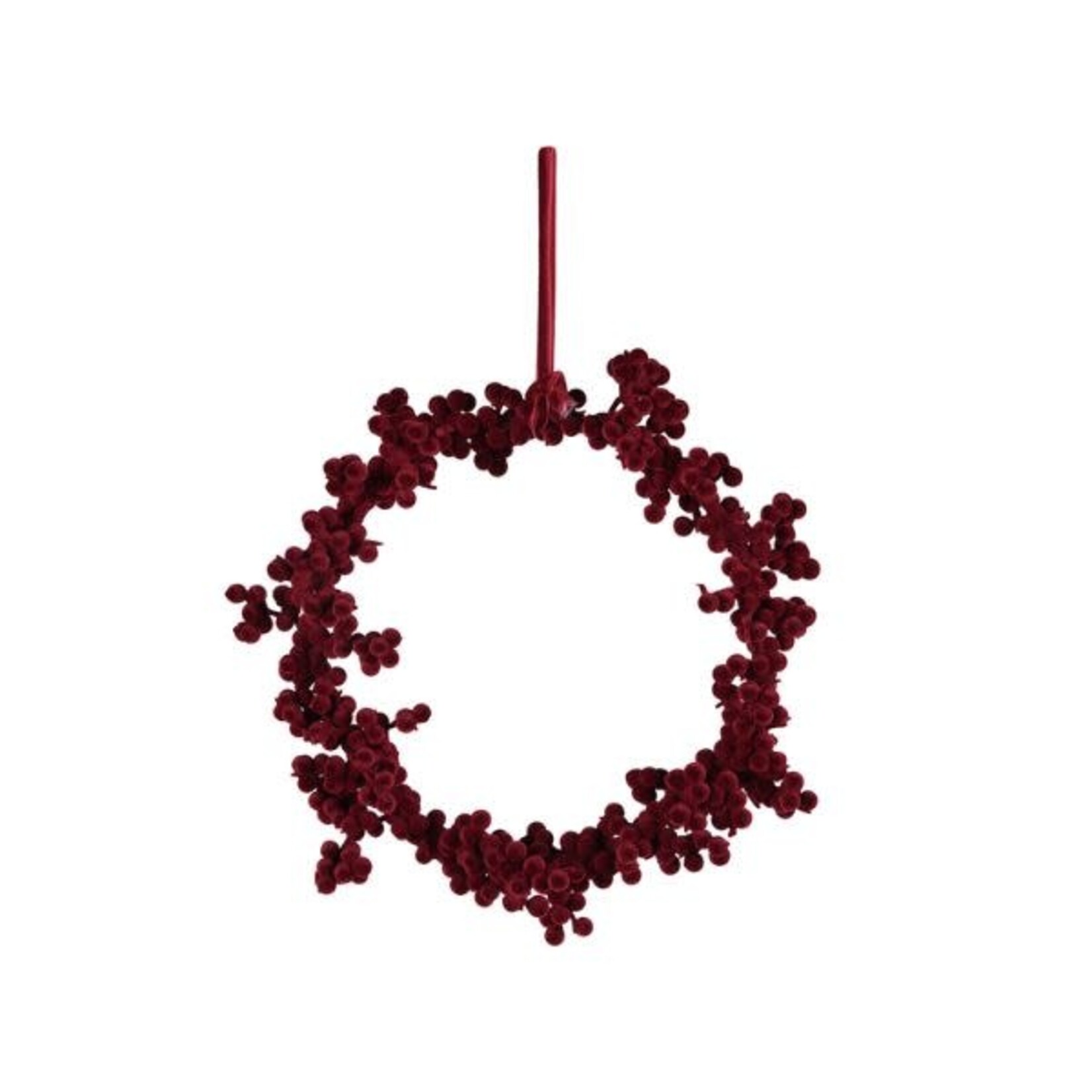 Flocked Foam Ball Wreath, Burgundy, 8 in.