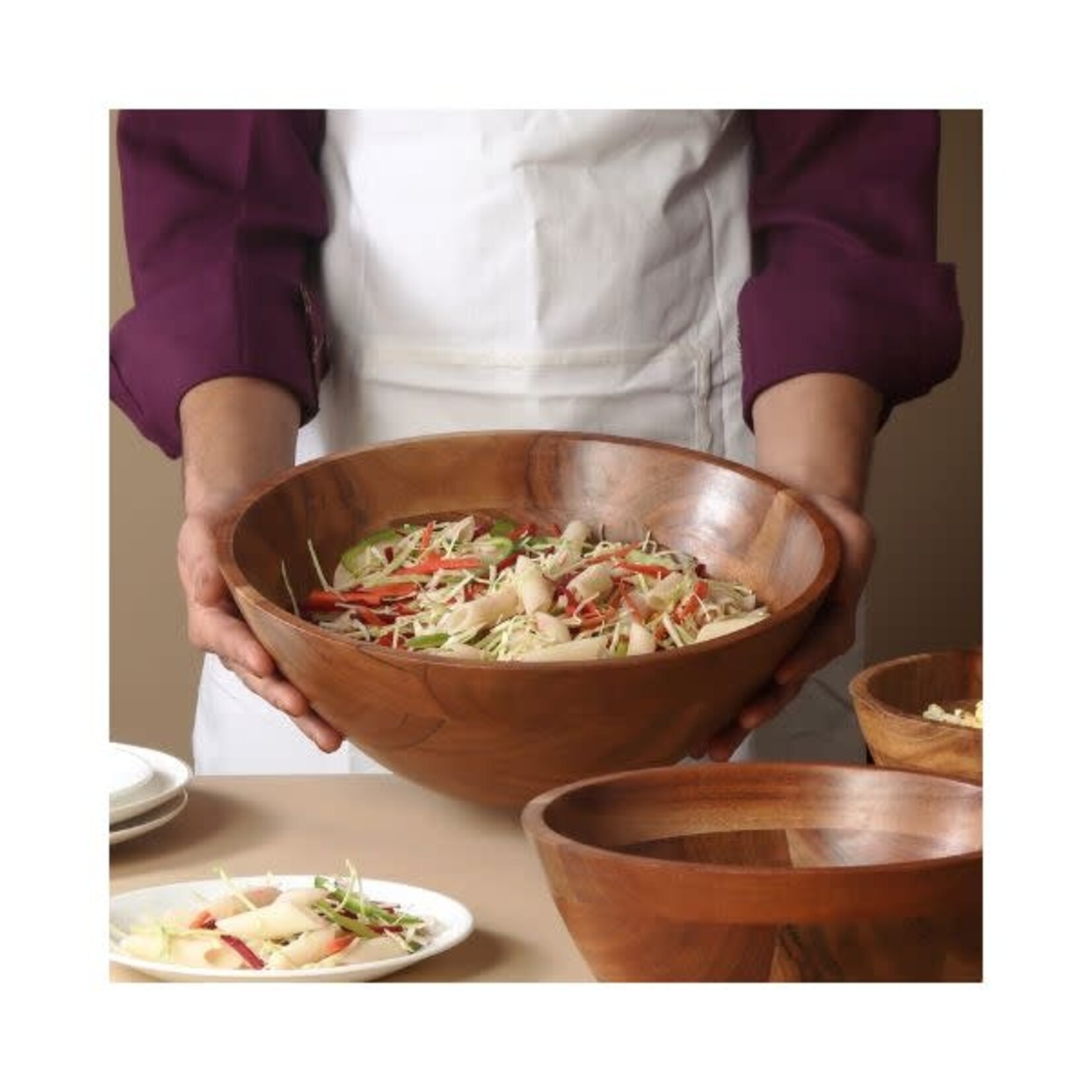 Acacia Wood Round Serving Bowl, 12 X 12 X 4.75 in.