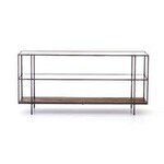 Byron Media Console Dark Iron Aged Brown Tempered Glass