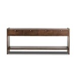 Etro Console Table Tawny Pine Natural Leather, 78.00"w x 20.00"d x 32.00"h