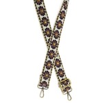 Joy Susan Studded Daisy Embroidered Guitar Strap, Burgandy