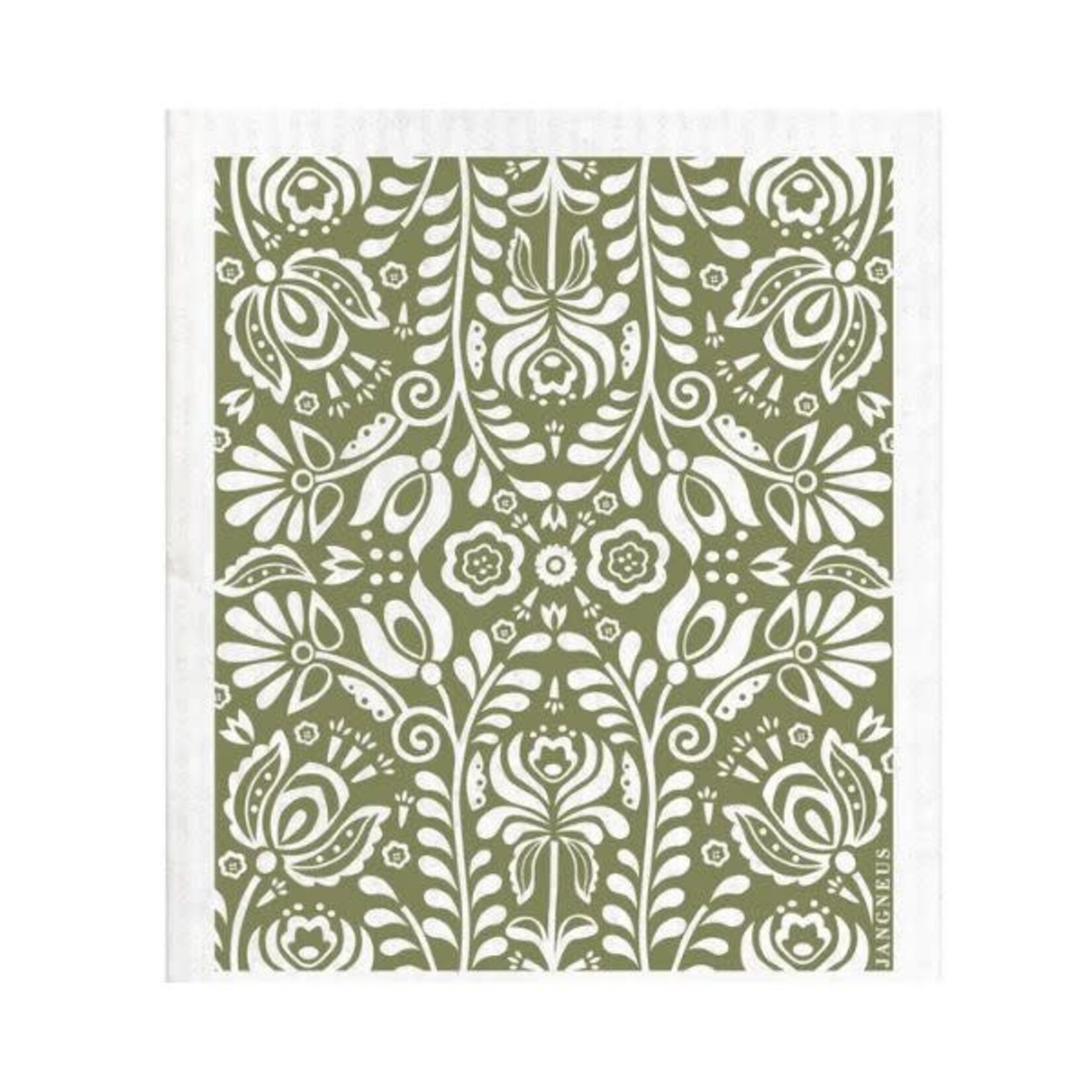 Swedish Dishcloth, Scandi Bloom, Olive Green