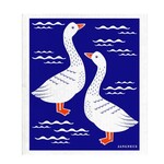 Swedish Dishcloth, Geese, Blue