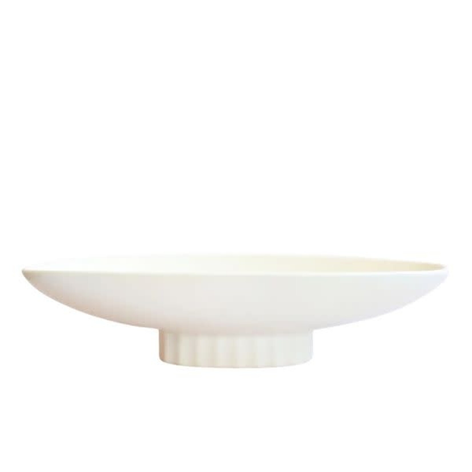 Jungle Club Ceramic Luna Boat Bowl, Vintage White, 14 in.