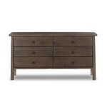 Freddie, Six-Drawer Dresser, Brown, Black Iron Hardware, 65 X 22 X 34 in.