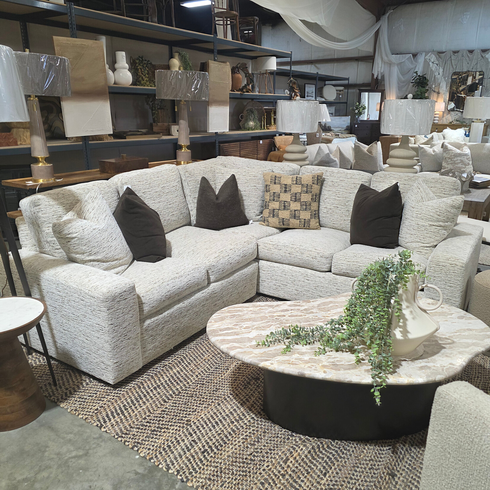 Sherrill Haven Sectional 94" x 94"Collide Neutral Essentials Fabric