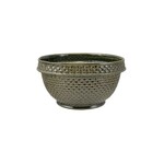 Stoneware Basket Weave Bowl, Green, 11.25 X 6 in.