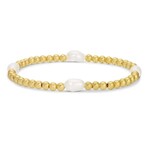 Splendid Iris Pearl and Bead Stretch Bracelet, 4mm, Gold, Priced individually