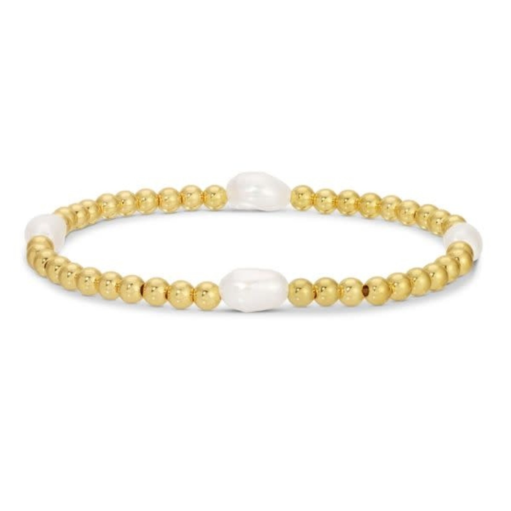 Splendid Iris Pearl and Bead Stretch Bracelet, 4mm, Gold, Priced individually
