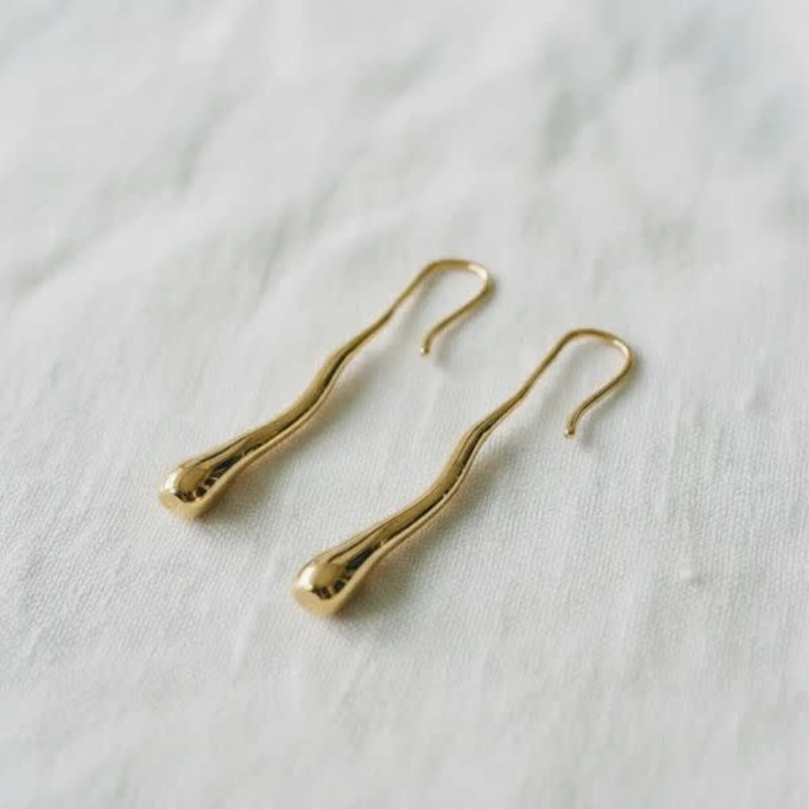 Ellemadera Sculptural Teardrop Earrings, Gold, 1.2 in.