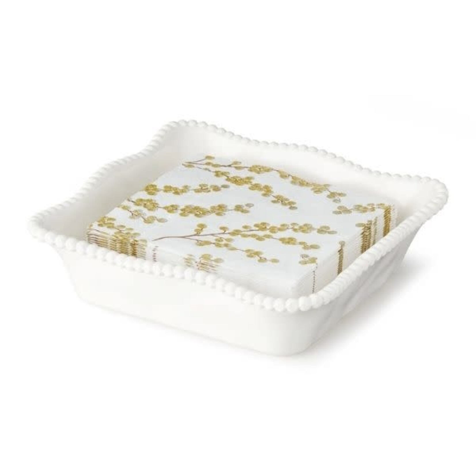 Certified International Melamine Cocktail Napkin Holder, Perlette Cream, 7 in.