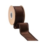 LA Ribbons Wholesale Wired 2.5 in. Velvet Ribbon, Brown, 10 yd.