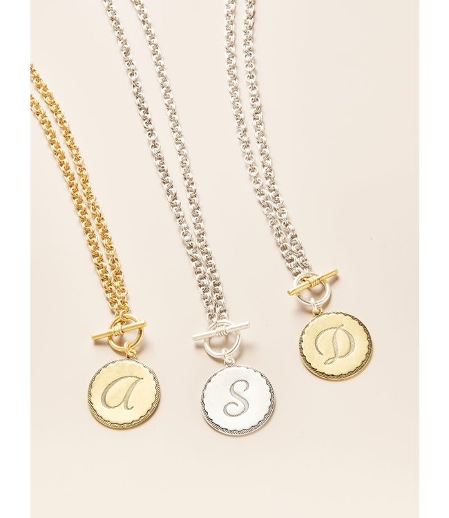 Toggle Sorority Gal Initial Necklaces Two-Tone C