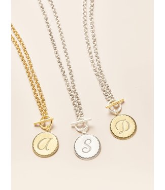 Toggle Sorority Gal Initial Necklaces Two-Tone A