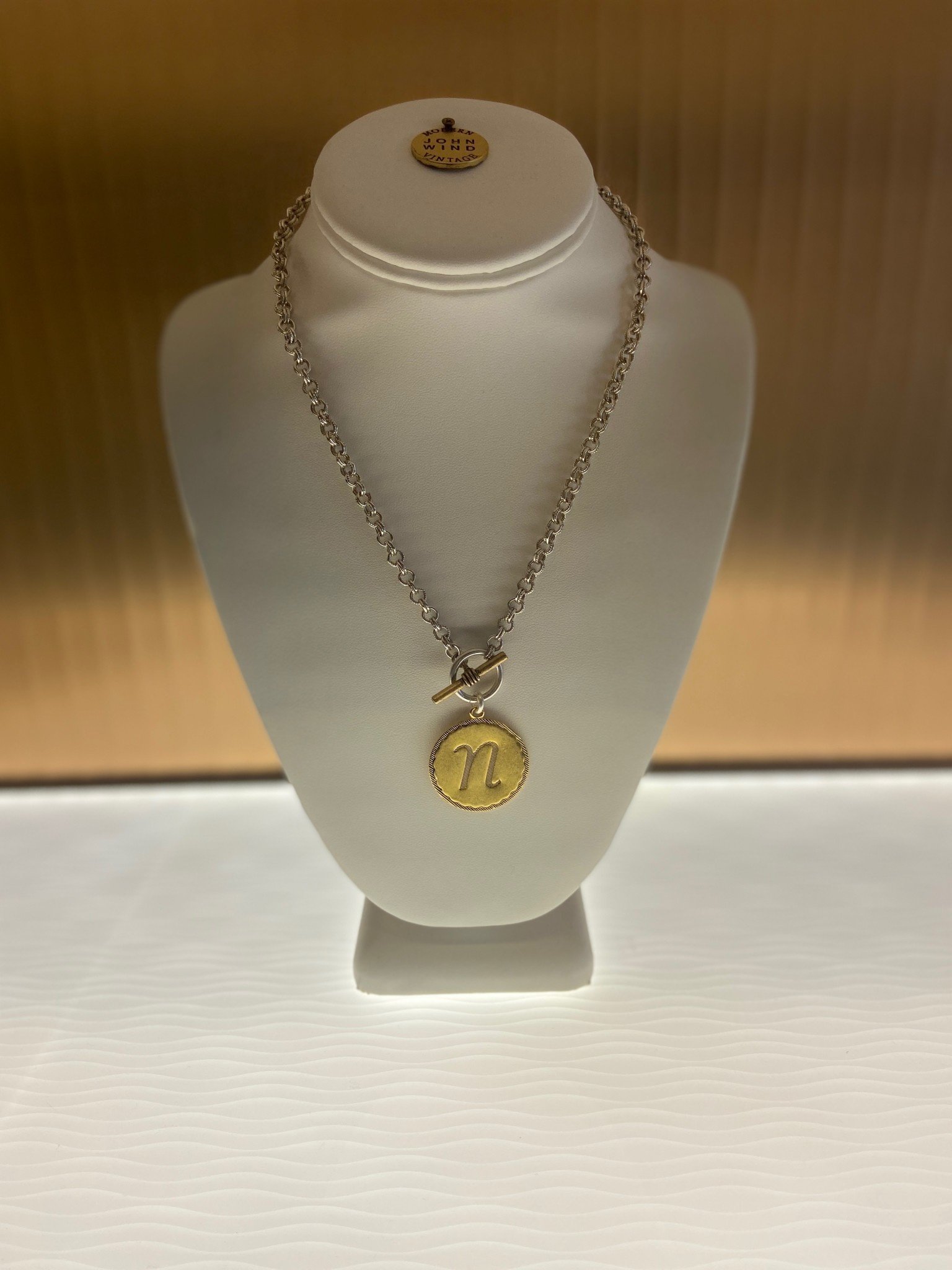 John Wind Toggle Sorority Gal Initial Necklaces Two-Tone N