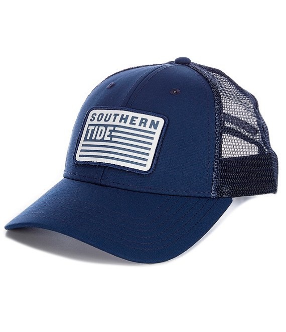 Southern Tide Tonal Flag Patch PerformanceTrucker Hat- Navy