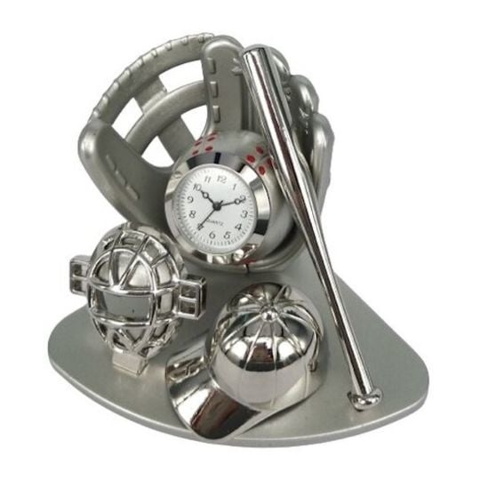 Sanis Silver Baseball Clock